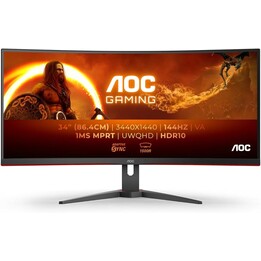 AOC CU34G2XE WQHD 34" Moniteur incurvé, VA, 144 Hz, 1 ms, HDR10, menu G, décalage d'entrée faible, haut-parleurs