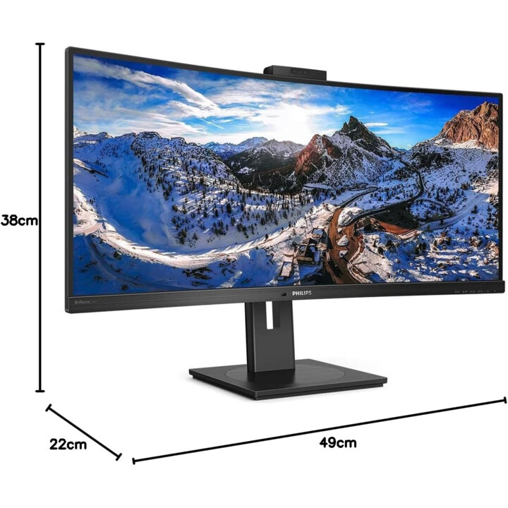 Philips Monitor curvo USB-C 346P1CRH/00 34\", 1500R, WQHD, 100Hz, VA, HDR 400, Altoparlanti, Webcam, Nero