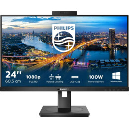 Moniteur Philips 243B1JH 24" FHD, 75 Hz, IPS, connexion USB-C, webcam, réglage en hauteur, haut-parleurs