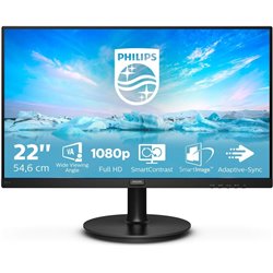 Philips 221v8a/00 22 \ "FHD Monitor, 75Hz, VA, Flicker-Free, Vesa, Lautsprecher (1920 x 1080, 200 Cd/m², D-Sub, HDMI), Schwarz