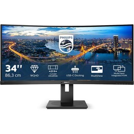Monitor Philips 346B1C/00 - 34" UHD, USB-C, 100 Hz, 5 ms, VA, sin parpadeo, modo azul bajo, color negro