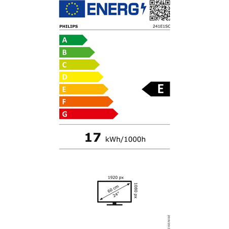 Philips Monitor 241E1SC - 24 \ ", FHD, 75 Hz, VA, sans scintillement (1920 x 1080, 250 cd / m², Vesa, D-Sub, HDMI), noir