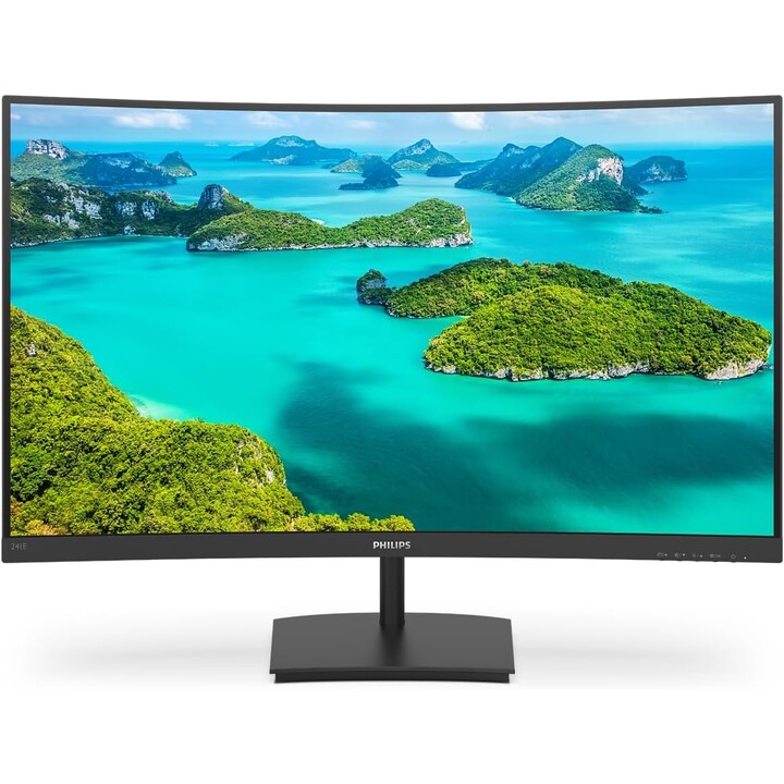 Monitor Philips 241E1SC - 24\", FHD, 75 Hz, VA, senza sfarfallio (1920x1080, 250 cd/m², VESA, D-Sub, HDMI), Nero