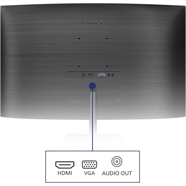 Philips Monitor 241E1SC - 24\", FHD, 75 Hz, VA, Flicker-Free (1920x1080, 250 cd/m², VESA, D-Sub, HDMI), Black