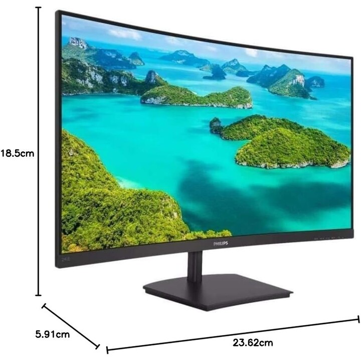 Monitor Philips 241E1SC - 24\", FHD, 75 Hz, VA, senza sfarfallio (1920x1080, 250 cd/m², VESA, D-Sub, HDMI), Nero