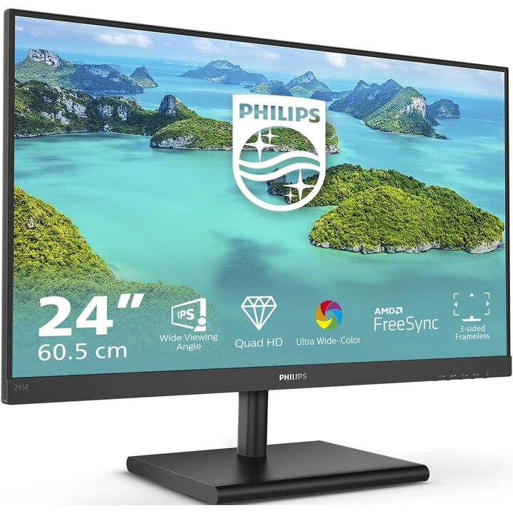 Philips 245E1S/00 24" Monitor, QHD, 75 Hz, IPS, FreeSync (2560x1440, 250 cd/m², HDMI 1 x 1,4, DisplayPort)