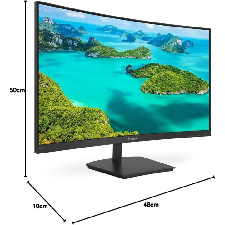 Philips 271E1SCA 27" FHD Curved Monitor, FreeSync (1920x1080, 75 Hz, VGA HDMI) Black