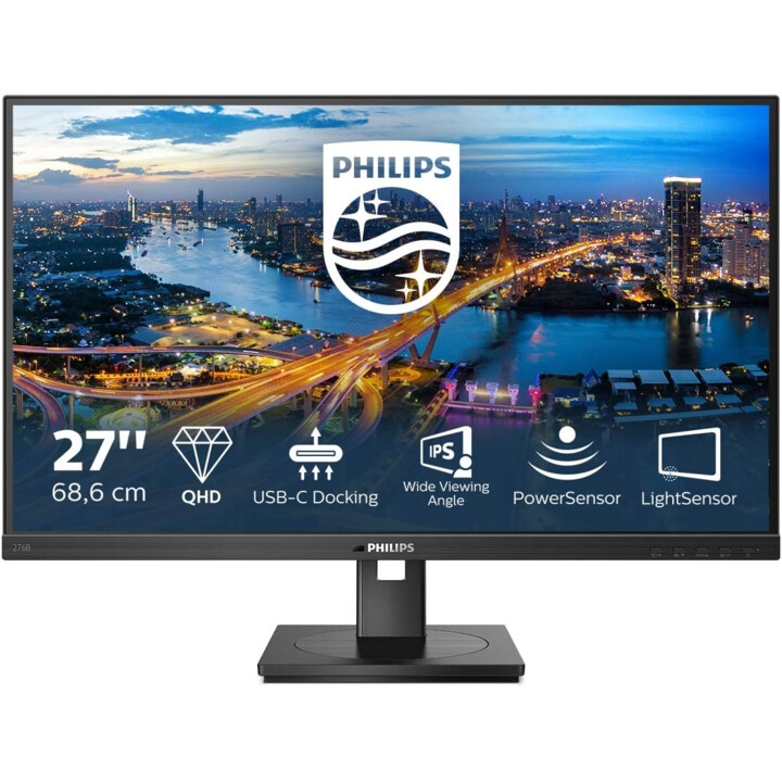Philips 276B1 27" Monitor (QHD, HDMI, Displayport, USB-C, RJ45, HUB USB, 2560 x 1440, 75 Hz, Freesync) Black