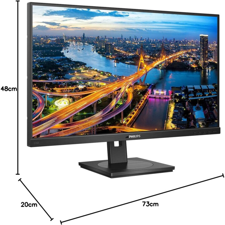 Philips 276b1 27" Monitor (QHD, HDMI, DisplayPort, USB-C, RJ45, USB Hub, 2560 x 1440, 75 Hz, FreeSync) preto