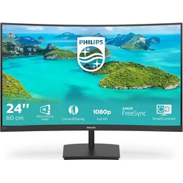 Philips 241E1SCA/00 24" Curved Monitor, 1500R, FHD, 75 Hz, VA, FreeSync (1920 x 1080, 250 CD/M², D-Sub, HDMI)