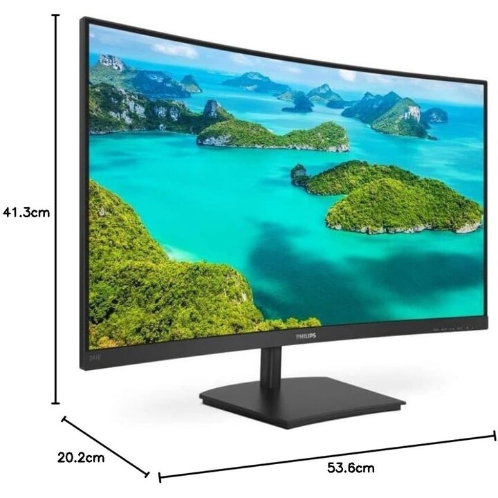 Philips 241E1Sca/00 24" Monitor curvo, 1500r, FHD, 75 Hz, VA, Freesync (1920 x 1080, 250 cd/m², D-Sub, HDMI)
