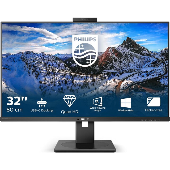 Monitor Philips P Line 326P1H 31,5" LED, Cámara web, USB-C, Negro