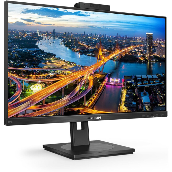 Philips 275B1H 27" QHD-Monitor, Webcam, höhenverstellbar, 2560 x 1440, DVI, HDMI, DisplayPort, USB-Hub, Schwarz
