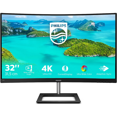 Philips Curved Monitor 328E1CA 4K 32 \ ", 60 Hz, 4 ms, VA, alto-falantes, sincronização adaptativa livre de cintilação