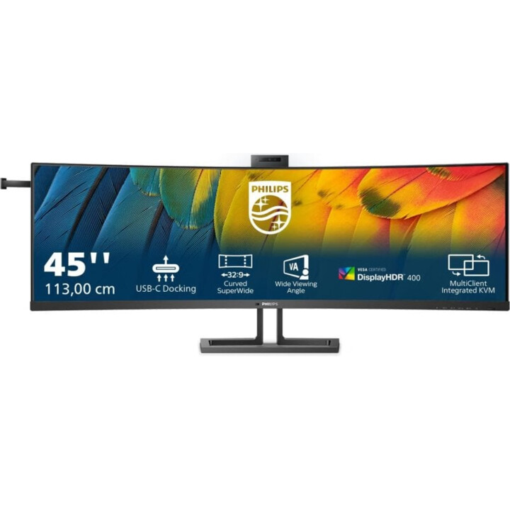 Monitor Curvo Philips 45B1U6900CH 44.5" LED UltraWide Dual QHD 75 Hz Cámara web USB-C