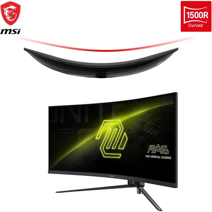Msi Mag 345cqr Tela de PC 86,4 cm (34") 3440 X 1440 pixels Ultrawide Dual Quad Hd Preto