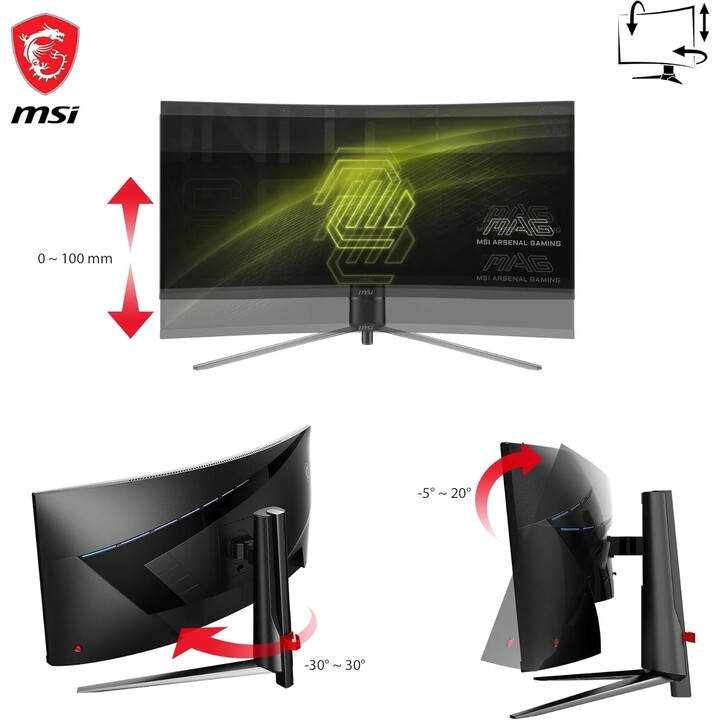 Msi Mag 345cqr PC-Bildschirm 86,4 cm (34 Zoll) 3440 x 1440 Pixel Ultrawide Dual Quad HD schwarz