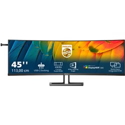 Philips 45B1U6900C Monitor profissional ultrapanorâmico curvo de 44,5 / Dual QHD/ Multimídia/ Altura ajustável/ Preto