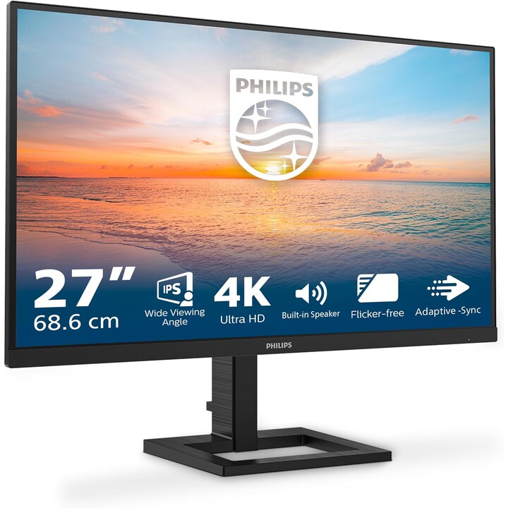 Philips 1000 series 27E1N1900AE/00 Tela LED 68,6 cm (27") 3840 x 2160 pixels 4K Ultra HD LCD Preto