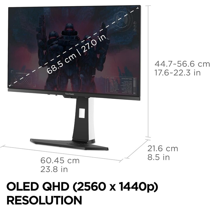 Viewsonic XG272-2K-OLED PC Monitor 68.6 cm (27") 2560 x 1440 Pixels Quad HD Black, White