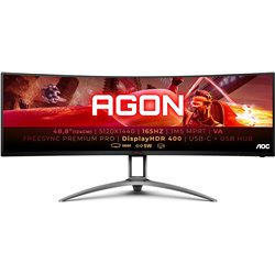 AOC Agon AG493UCX2 Moniteur de jeu ultrapanoramique incurvé 48,8 / Double QHD/ 1 ms/ 165 Hz/ VA/ Multimédia/ Noir