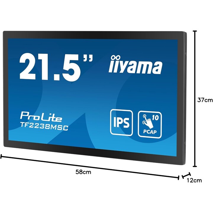 Iiyama TF2238MSC-B1-21.5" Monitor, IPS Full HD LED, 1920x1080/60 Hz, 1H1DP, Touch