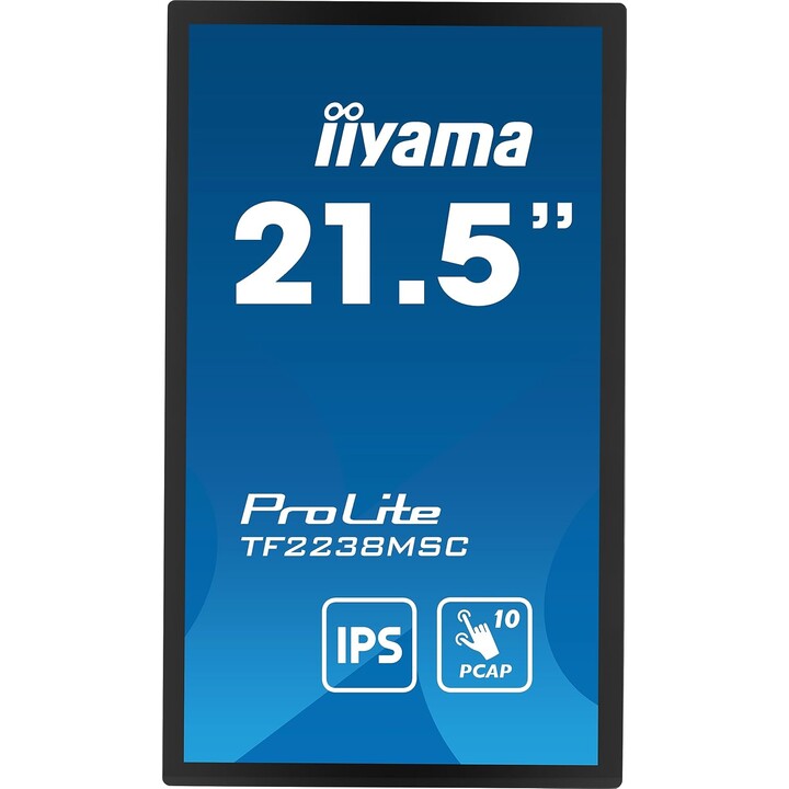 IIYAMA TF2238MSC-B1-21.5" Monitor, LED Full HD IPS, 1920x1080/60 Hz, 1H1dp, touch