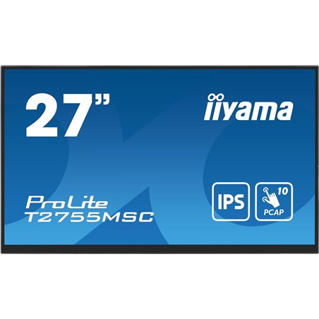 IIYAMA T2755MSC-B1 27 \ "IPS Touch Monitor, 1920x1080, HDMI, DisplayPort, haut-parleurs, webcam et microphone