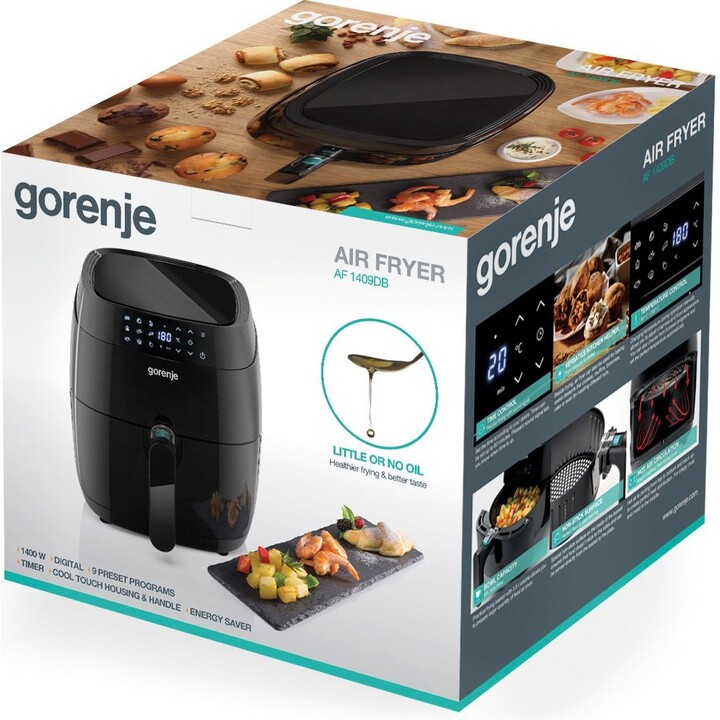 Fritadeira de ar quente Gorenje AF1409DB Single 3,2 L 1400 W Preta
