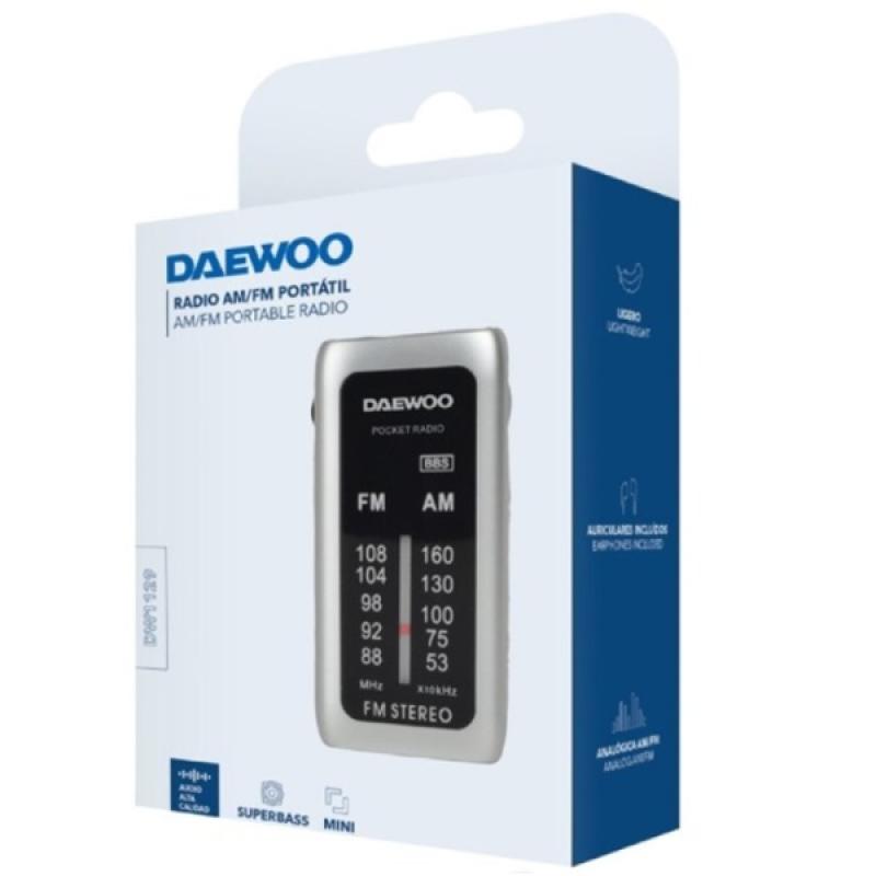 Daewo DW1129 Mini Analog Radio AM/FM 3.5mm Jack Input Battery Operated Includes Headphones