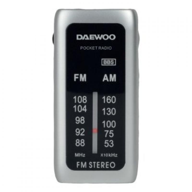Daewo DW1129 Mini Analog Radio AM/FM 3.5mm Jack Input Battery Operated Includes Headphones