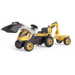 Trattore a pedali Max con rimorchio, pala e scavatrice 710304 SMOBY