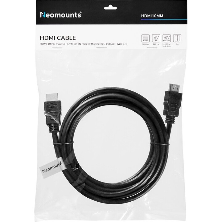 Neomounts HDMI10mm Cabo HDMI, 3 metros, preto