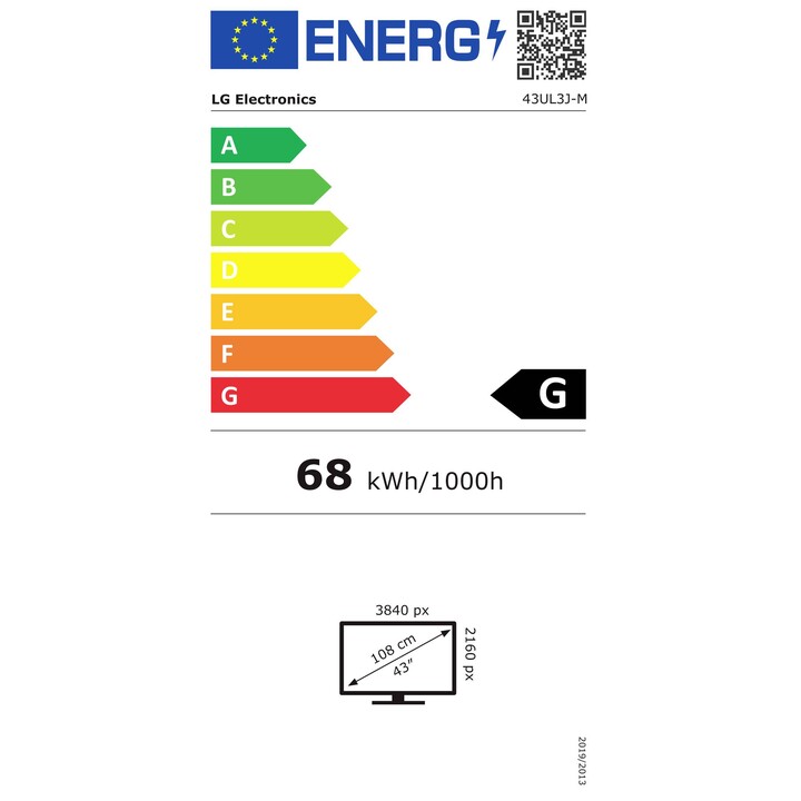 LG 43ul3j-m Signage-Bildschirm, FlachbildschirmfürDigital Signage, 109,2 cm (43 Zoll), LCD-WLAN, 300 cd/m², 4K Ultra HD, blaue