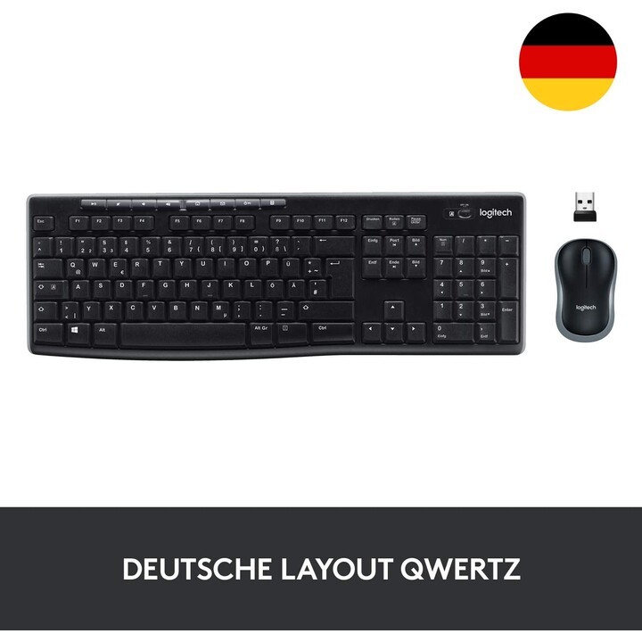 Keyboard & Mouse Logitech Wireless Combo MK270 (DE) (920-004511)