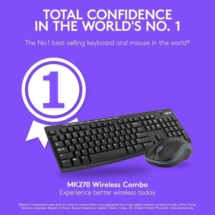 Keyboard & Mouse Logitech Wireless Combo MK270 (DE) (920-004511)