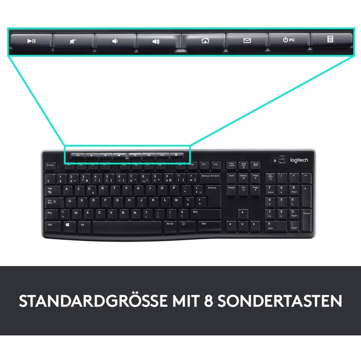 Keyboard & Mouse Logitech Wireless Combo MK270 (DE) (920-004511)