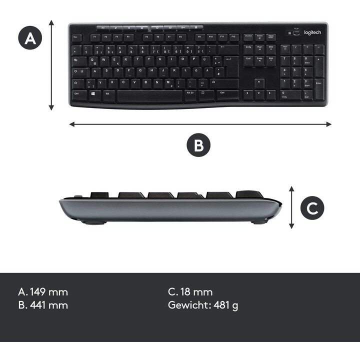 Keyboard & Mouse Logitech Wireless Combo MK270 (DE) (920-004511)