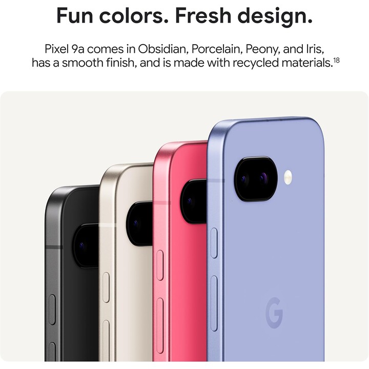 Google Pixel 9a, 8+256GB, 5G, AI Camera, Bluetooth, WiFi 6E, USB, NFC, Iris Púrpura