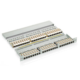 48-Port-Patchpanel der Kategorie 6, geschirmt, 1 HE, schwarz