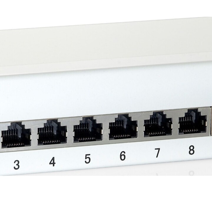 Cat 6 shielded 12-port desktop patch panel, white
