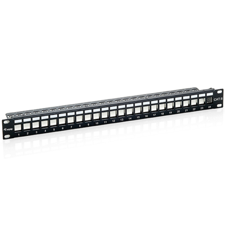 Cat.6 shielded 24-port keystone patch panel, 1U