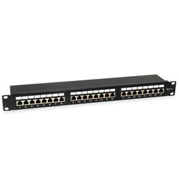 24-Port-Patchpanel der Kategorie 6, geschirmt, schwarz