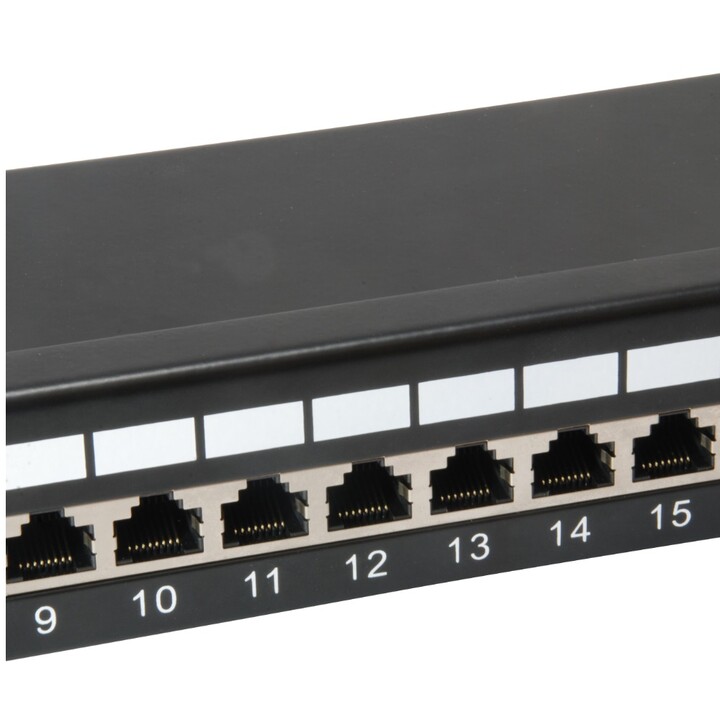 24-port Category 6 shielded patch panel, black