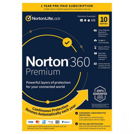 Norton 360 premium 75gb portuguese 1 user 10 device 12mo box