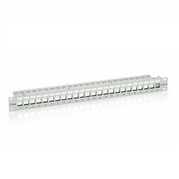 24-port Cat.6 shielded patch panel, empty, gray