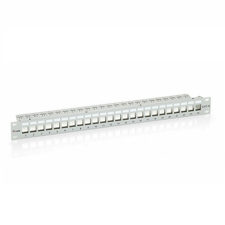 24-Port Cat.6 geschirmtes Patchpanel, leer, grau