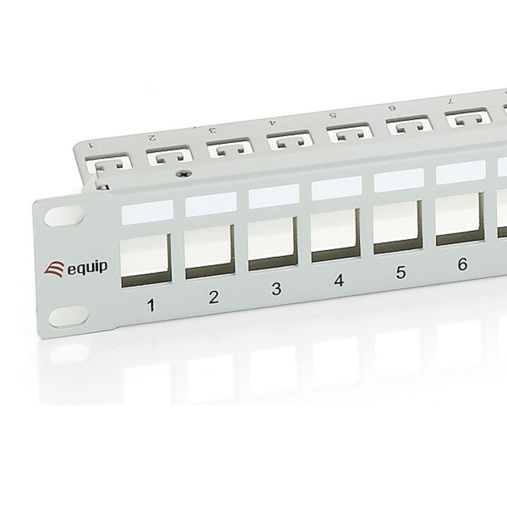 24-port Cat.6 shielded patch panel, empty, gray