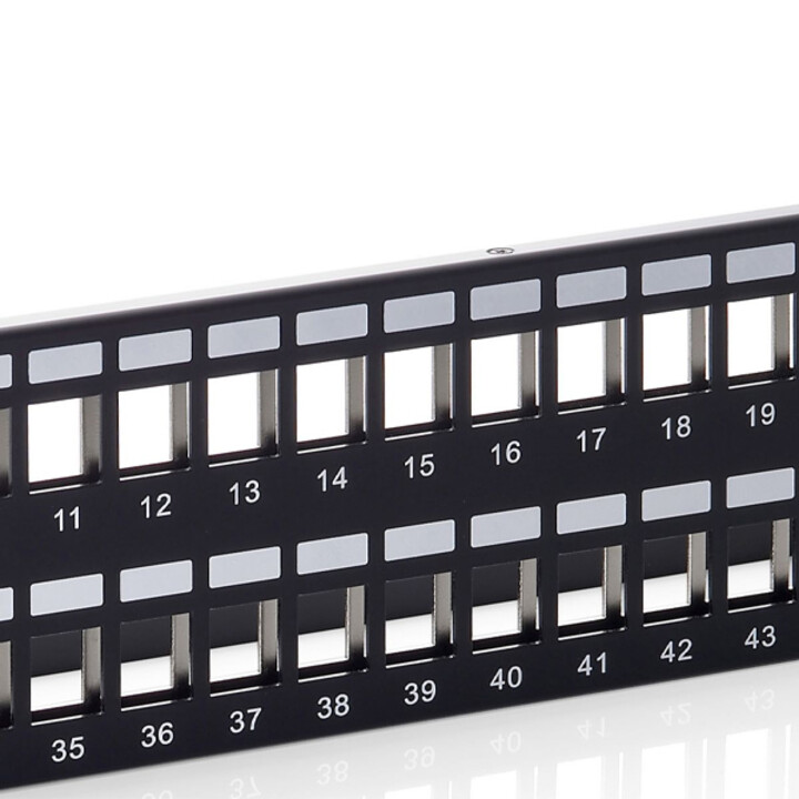 Cat.6 shielded 48-port keystone patch panel, 2U