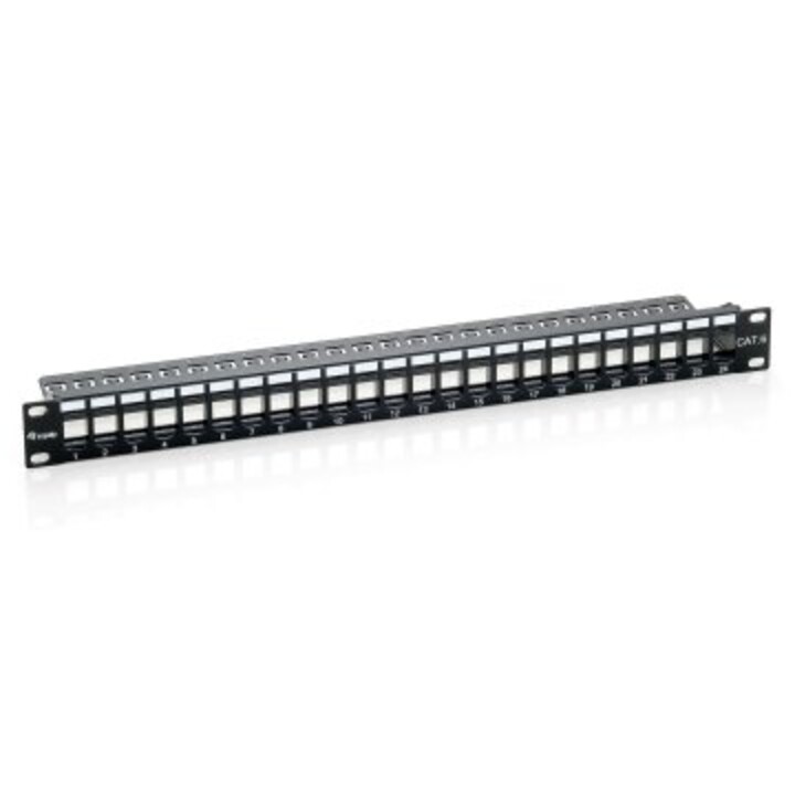 Empty patch panel cat.6 24 ports keystone 1u